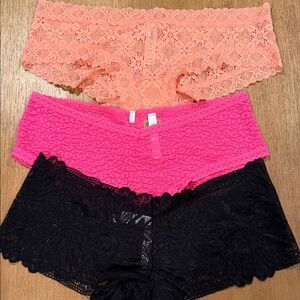 PINK VS Lace Women's Intimates Set - Black, Pink, and Coral